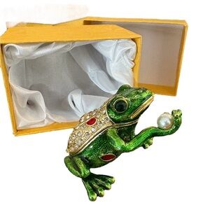 Frog Jewelry Box Trinket Holder Figure New with Box